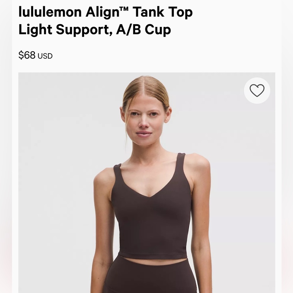 Lululemon NWT Align tank top A/B cup